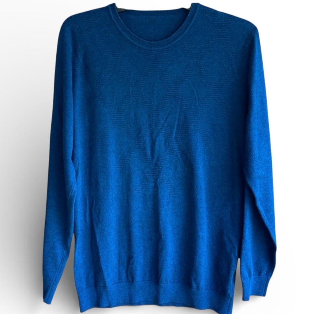Men's Vittorio Di Giacomo Firenze Lightweight Textured Pattern Blue Sweater Sz S